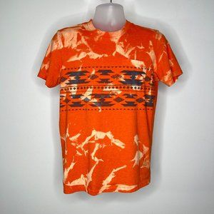 Orange and navy blue men's acid wash T-shirt